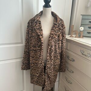 Leopard Print Faux Fur Coat